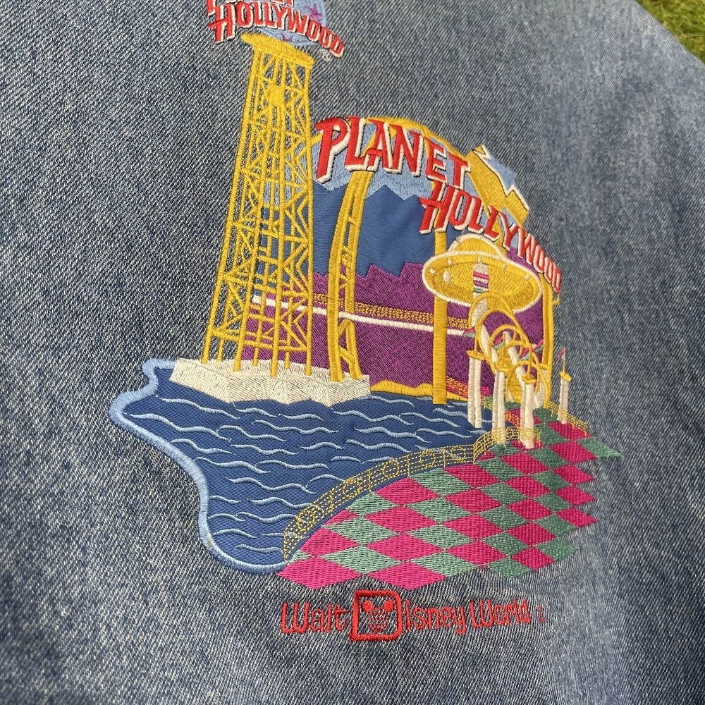 Planet Hollywood Jacket Mens XL Walt Disney World Letterman USA Leather Denim - Picture 13 of 13